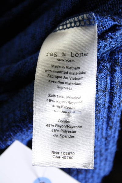 Rag & Bone Womens Long Sleeves Turtleneck Sweater Blue Black Size Large