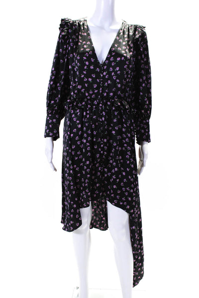 Magda Butrym Women's Long Sleeves Asymmetrical Hem Floral Midi Dress Size 36