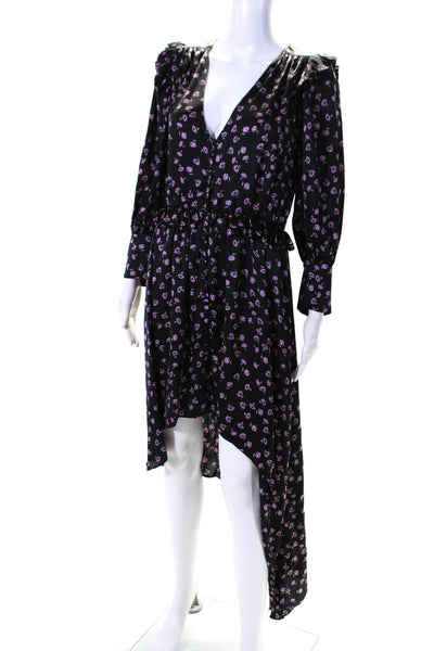 Magda Butrym Women's Long Sleeves Asymmetrical Hem Floral Midi Dress Size 36