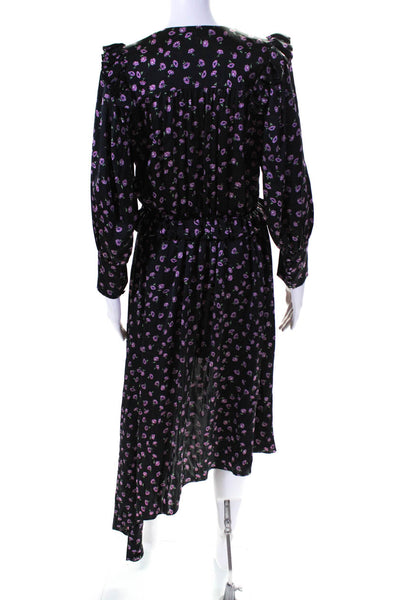 Magda Butrym Women's Long Sleeves Asymmetrical Hem Floral Midi Dress Size 36