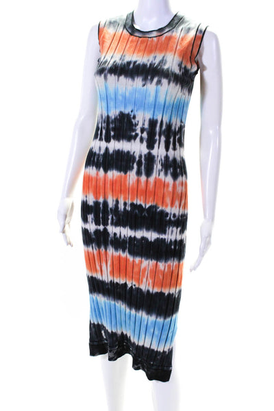 Victoria Victoria Beckham Women's Sleeveless Ribbed Midi Dress Tie Dye Size S