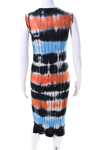 Victoria Victoria Beckham Women's Sleeveless Ribbed Midi Dress Tie Dye Size S