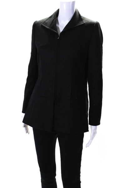 Serge & Real Womens Collared Twill Full Zip Jacket Black Wool Size Medium