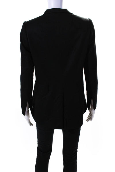 Serge & Real Womens Collared Twill Full Zip Jacket Black Wool Size Medium