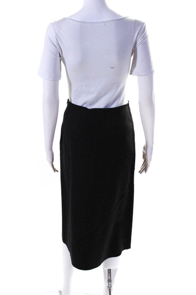 Piazza Sempione Womens Raw Hem Fleece Midi Pencil Skirt Dark Gray Wool IT 42