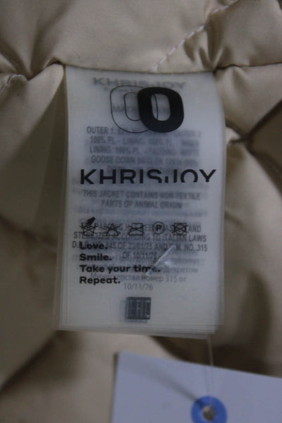 Khrisjoy Womens Varsity Button Down Jacket Beige Brown Wool Size Small