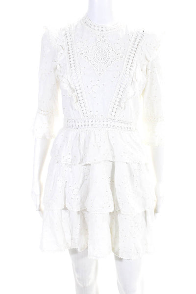 The Kooples Womens White Lace Ruffle Dress White Size 2 14020720