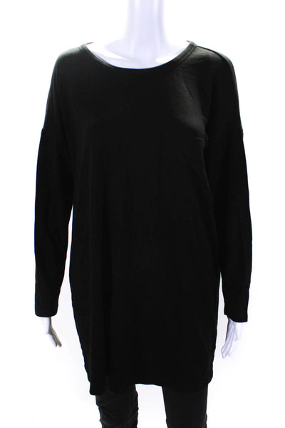 Eileen Fisher Women's Crewneck Long Sleeves Tunic Blouse Black Size S