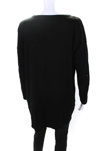 Eileen Fisher Women's Crewneck Long Sleeves Tunic Blouse Black Size S