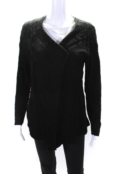 Eileen Fisher Women's Open Front Long Sleeves Cardigan Sweater Black Size M