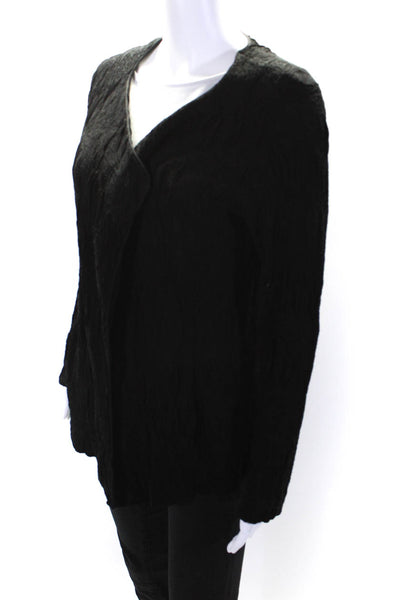 Eileen Fisher Women's Open Front Long Sleeves Cardigan Sweater Black Size M