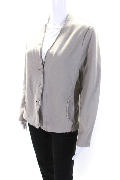 Eileen Fisher Women's Long Sleeves Button Up Unlined Jacket Beige Size S