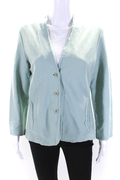 Eileen Fisher Women's V-Neck Long Sleeves Button Up Pockets Jacket Green Size S