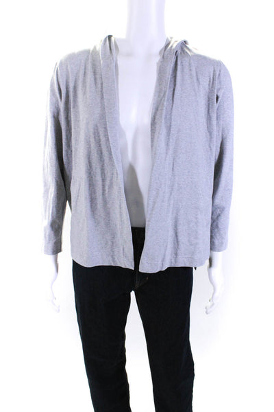 Eileen Fisher Women's Hood Long Sleeves Open Front Cardigan Sweater Gray Size L