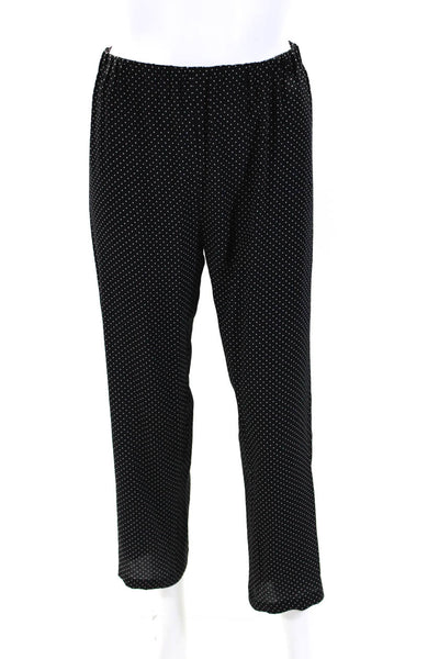 Juanita Sabbadini Womens Elastic Waist Polka Dot Slim Silk Pants Black Medium