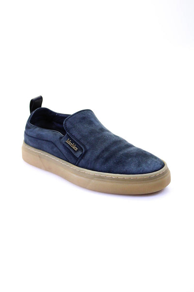 Max Mara Womens Low Top Slip On Sneakers Navy Blue Suede Size 36 6