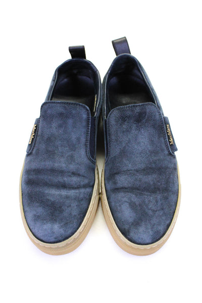 Max Mara Womens Low Top Slip On Sneakers Navy Blue Suede Size 36 6