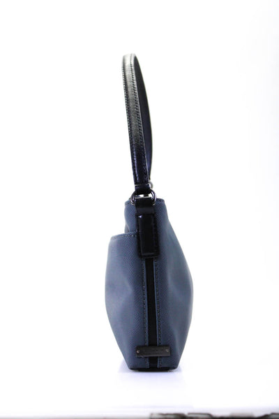 Coach Womens Mini Nylon Zip Top Wristlet Tote Handbag Black Gray