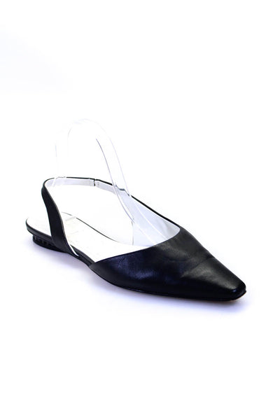 Sarto Womens Riva Pointed Toe Flat Leather Slingbacks Black Size 39.5 9.5