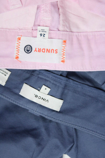 Vince Sundry Womens Cotton Bermuda Shorts Trousers Blue Pink Size 4 26 Lot 2