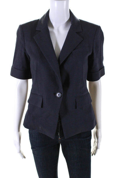 Elizabeth and James Womens One Button Notched Lapel Blazer Jacket Black Size 6