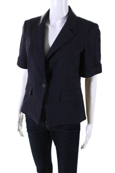 Elizabeth and James Womens One Button Notched Lapel Blazer Jacket Black Size 6