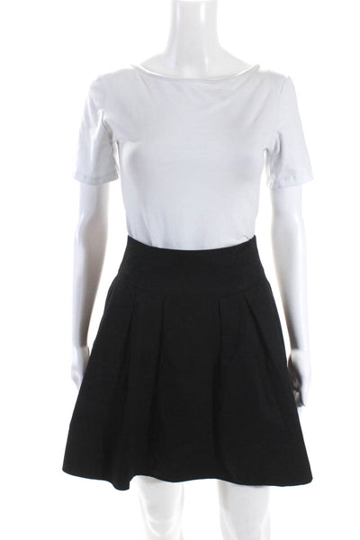 Nanette Lepore Women's Button Closure Pleated Flare Mini Skirt Black Size 0