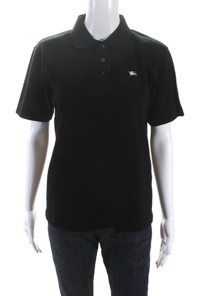 Burberry London Blue Label Womens Short Sleeves Polo Shirt Black Size Small