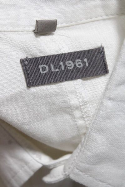 DL1961 Womens Linen Button Down Short Sleeves Shirt White Size Extra Small