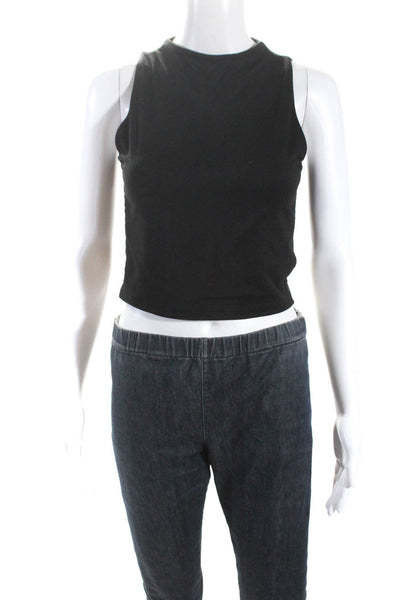 Sincerely Jules Womens Sleeveless Cropped Tank Top Black Size Medium