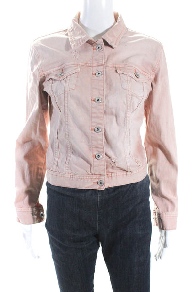 Melrose and Market Womens Button Down Jean Jacket Pink Size Extra Extra Small