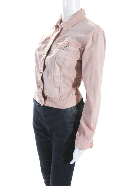 Melrose and Market Womens Button Down Jean Jacket Pink Size Extra Extra Small