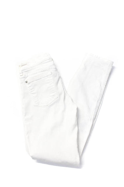 7 For All Mankind Womens Low Rise The Skinny Leg Jeans White Cotton Size 26