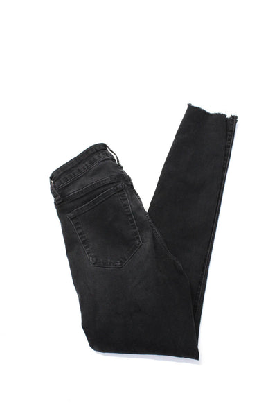 Joes Womens Raw Hem Skinny Leg Mid Rise Jeans Black Cotton Size 25