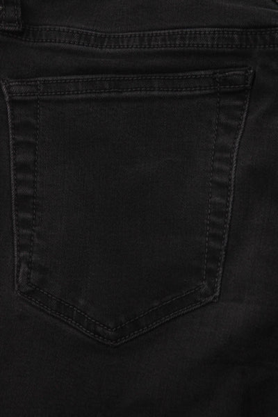 Joes Womens Raw Hem Skinny Leg Mid Rise Jeans Black Cotton Size 25