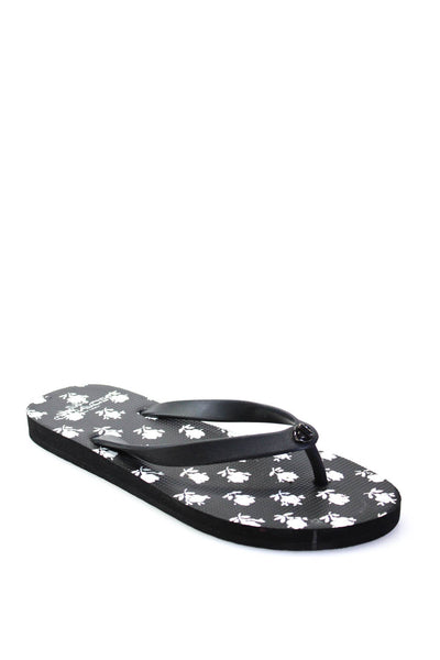 Coach Womens Thong Slide On Sandals Black White Size 7