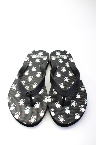 Coach Womens Thong Slide On Sandals Black White Size 7