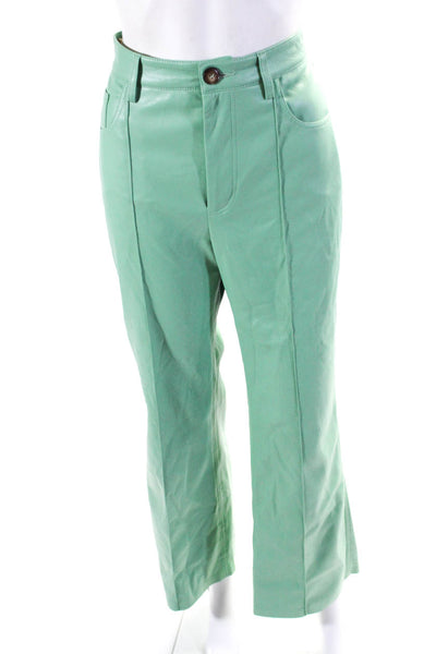 Nanushka Womens Vegan Leather Notch Collar Two Button Pant Suit Green Size M