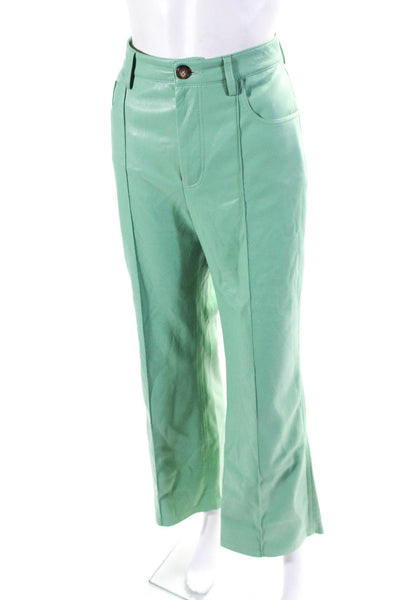 Nanushka Womens Vegan Leather Notch Collar Two Button Pant Suit Green Size M