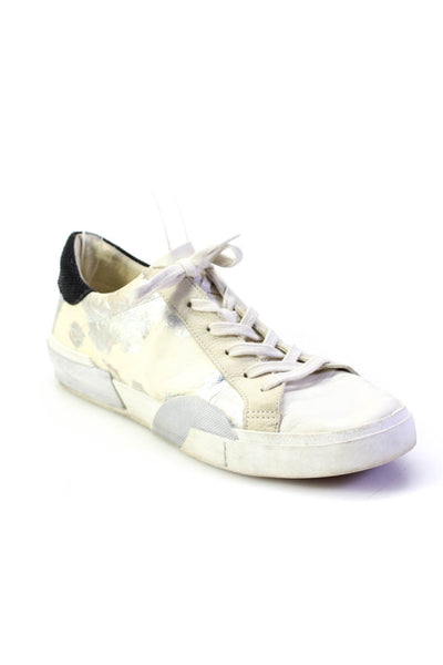 Dolce Vita Womens Metallic Pony Hair Leather Low Top Sneakers White SIze 10