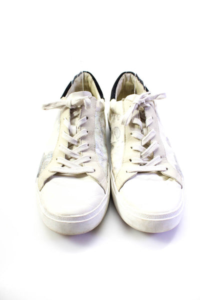 Dolce Vita Womens Metallic Pony Hair Leather Low Top Sneakers White SIze 10