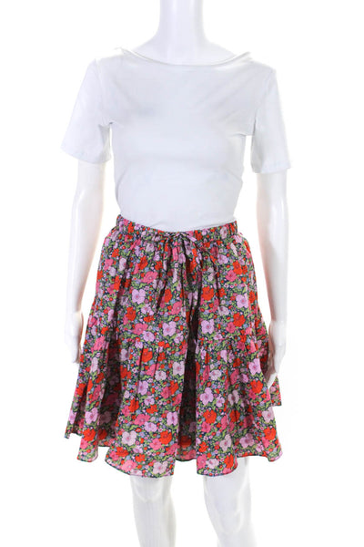 J Crew Women's Elastic Drawstring Waist Tiered Flare Floral Mini Skirt Size XXL