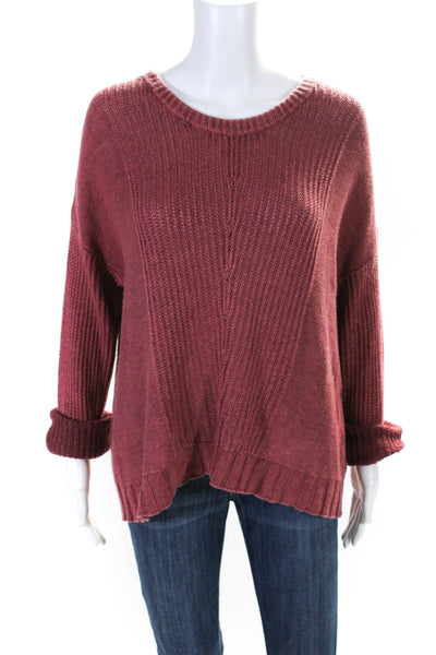 Rails Womens Red Crew Neck Long Sleeve Pullover Sweater Top Size L