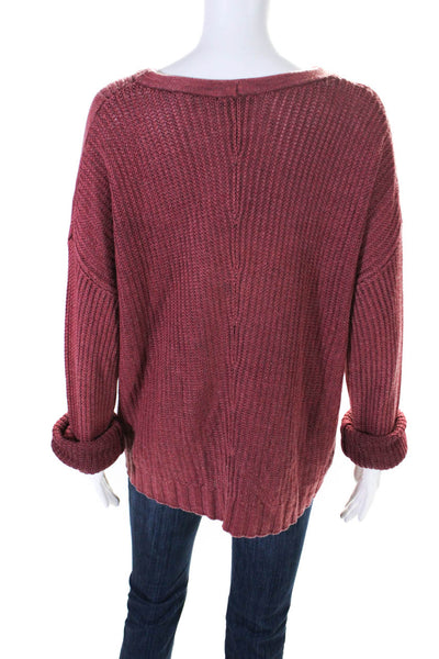 Rails Womens Red Crew Neck Long Sleeve Pullover Sweater Top Size L