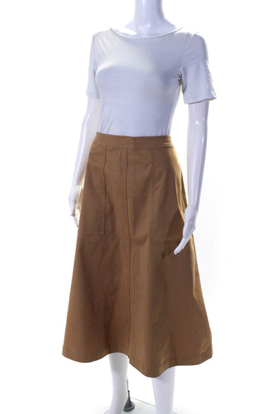 Lafayette 148 New York Womens Midi Length Khaki Twill Midi Skirt Beige Size 8