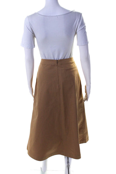 Lafayette 148 New York Womens Midi Length Khaki Twill Midi Skirt Beige Size 8