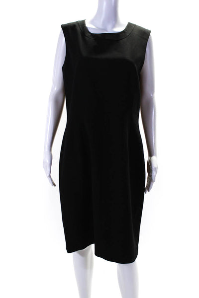 T Tahari Womens Crew Neck Sleeveless Knee Length Sheath Dress Black Size 14