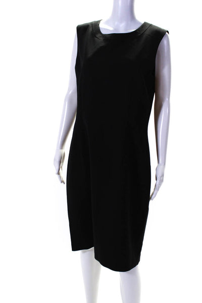 T Tahari Womens Crew Neck Sleeveless Knee Length Sheath Dress Black Size 14