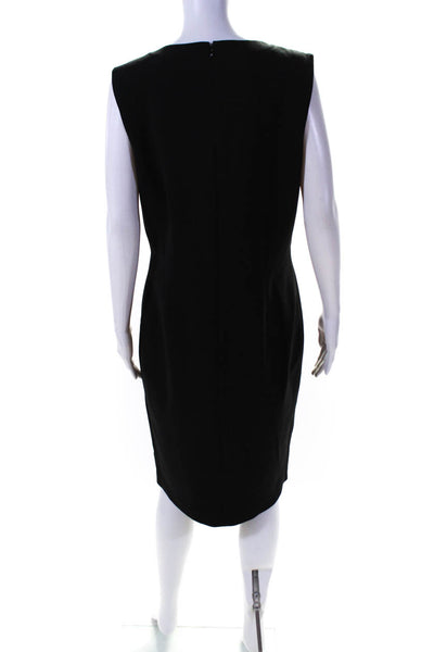 T Tahari Womens Crew Neck Sleeveless Knee Length Sheath Dress Black Size 14