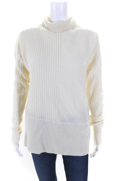 Summersalt Womens White Mock Neck Ribbed Wool Pullover Sweater Top Size S